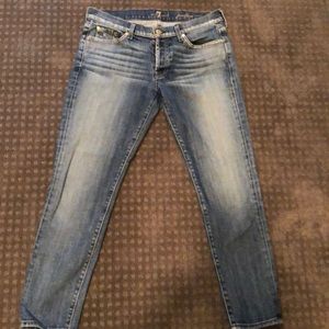 Button fly cropped skinny boyfriend jeans